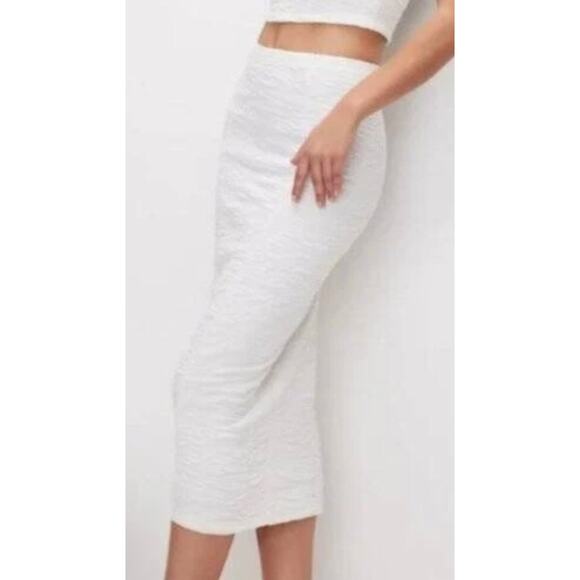 Good American NWT Cloud White Scrunchie Maxi Skirt size 2 XS pull on skirt - Picture 2 of 10